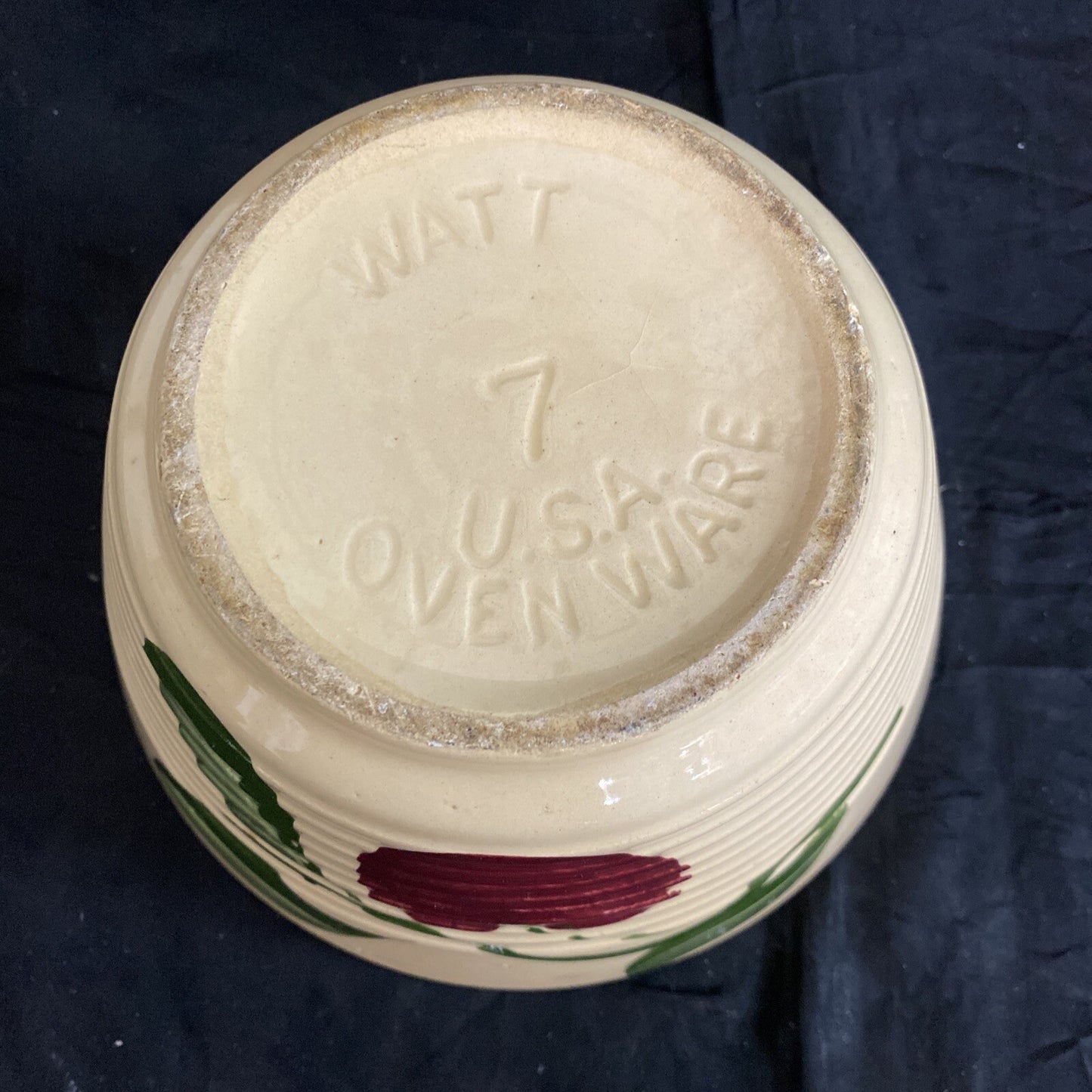 Watt Ware USA Apple and Red Bud Graduated Ribbed Bowl Set of 3