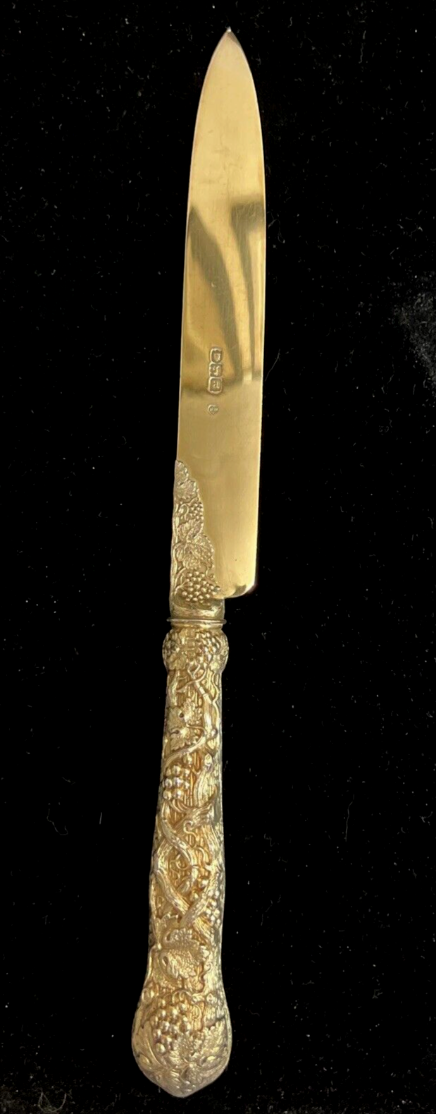 Ornate Gilt 3 Piece Dessert Set F Higgins Sterling Silver London 1896