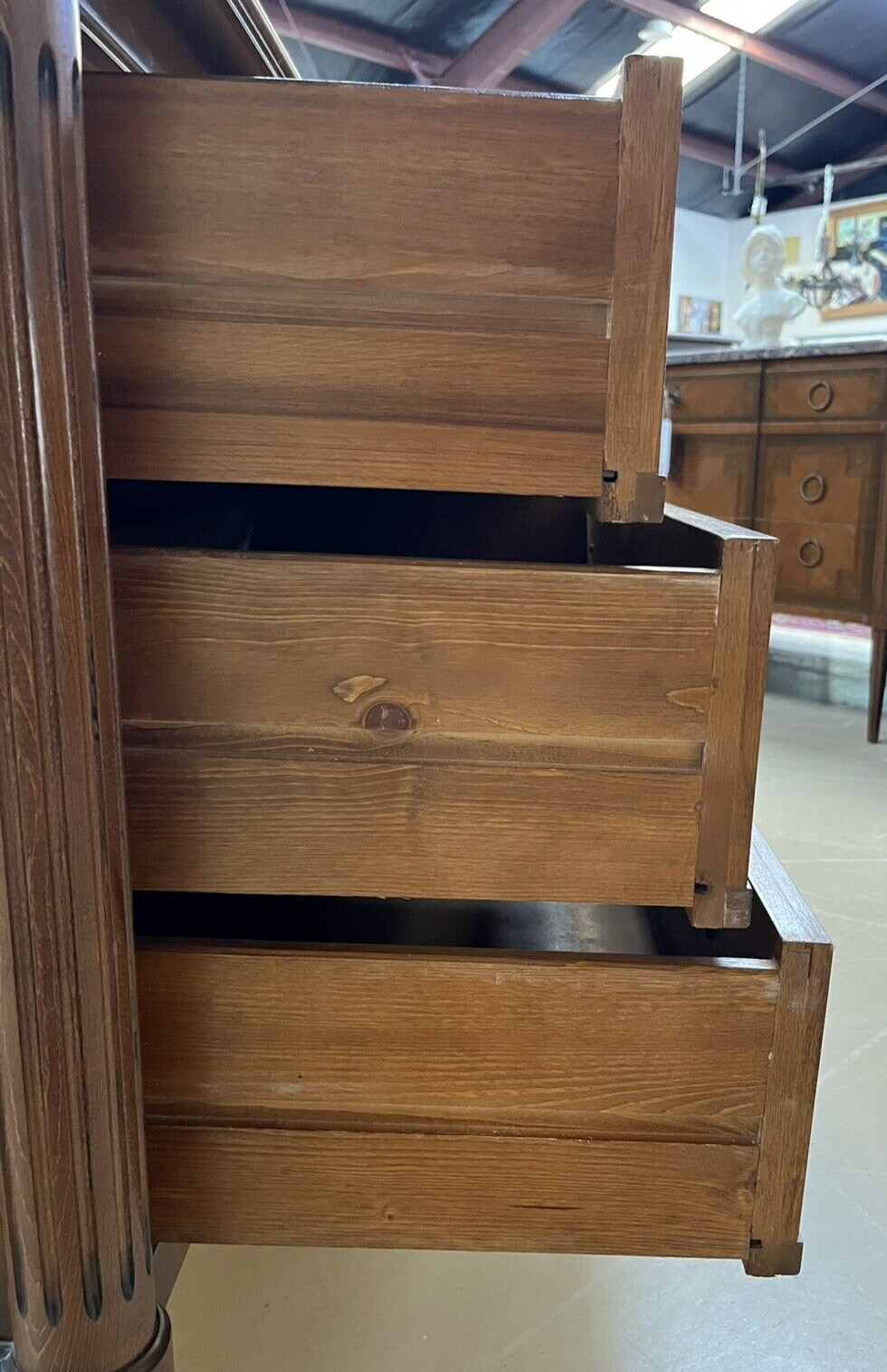 French Louis XVI Cherry Three Drawer Chest Of Drawers Brass Ormolu Pulls 43”