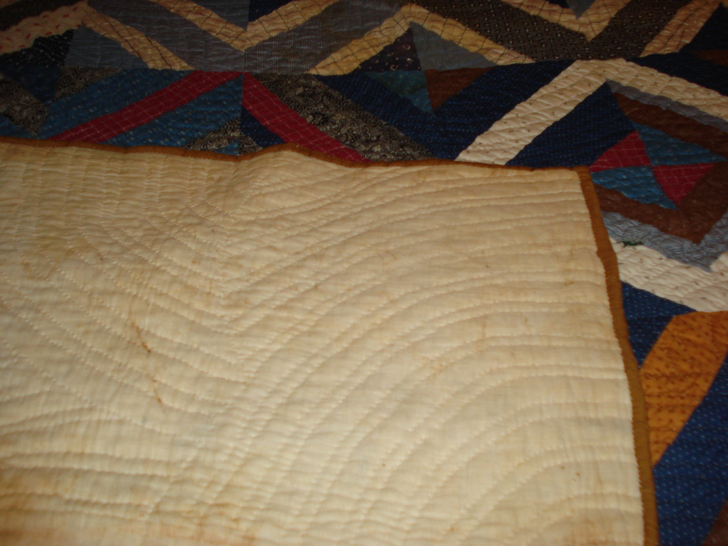 VINTAGE BLUE HANDSTITCHED PATCHWORK APPLIQUE CRAZY QUILT/BEDSPREAD/COMFORTER