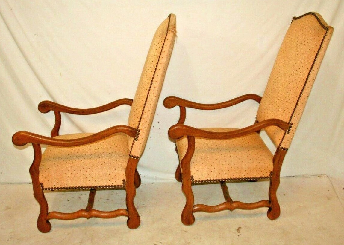 Pair of Antique French Walnut Sheep Bone Chairs Os du Mouton