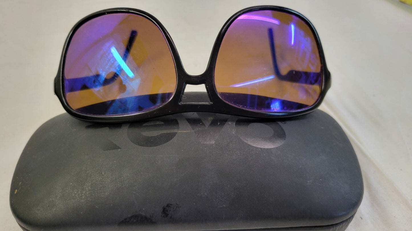 REVO 1006-001 Black Frame Stealth Blue Mirror Lens Active Wrap Sunglasses France