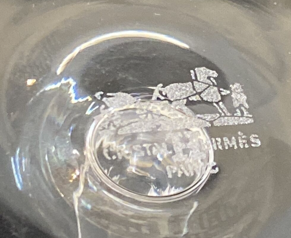 2x Hermès-Paris Fanfare Stemmed Wine Glass 6" & 6 1/4"