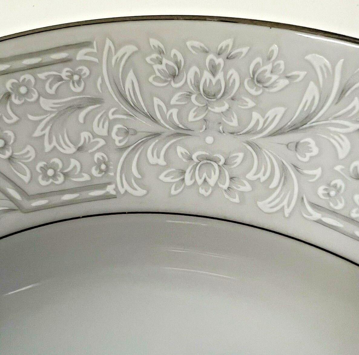 12 Sango Lisbon 3790 Rim Soup Bowls 8 1/2" Made in Japan white & gray floral