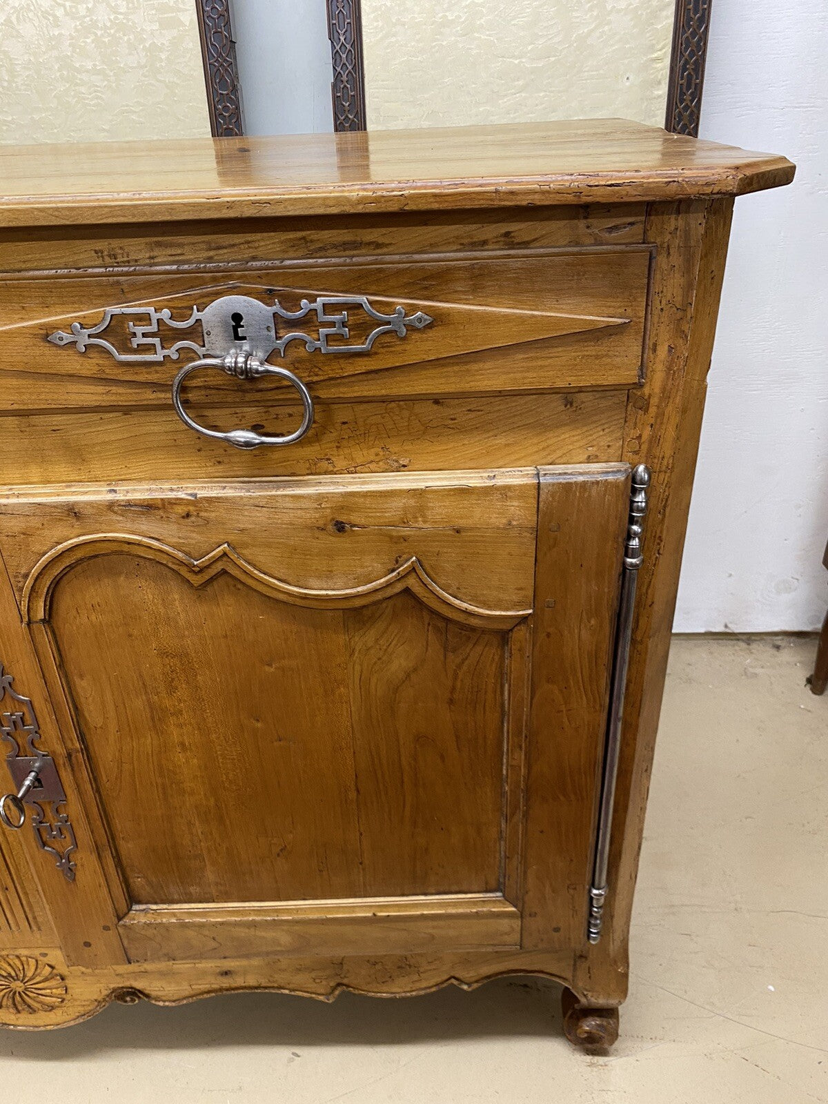 Antique 19th Century French Louis XV Cherry Buffet Chest Sideboard