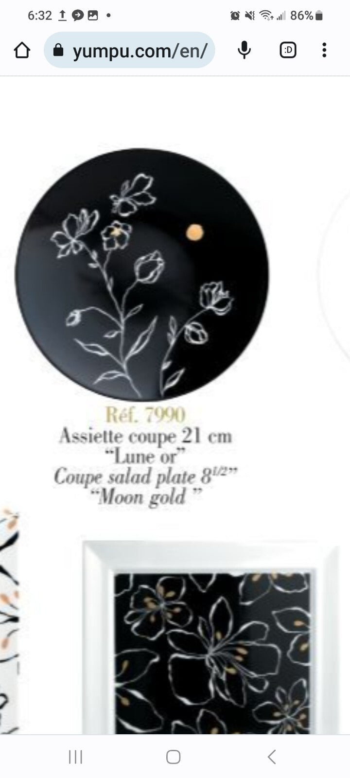 6pc Bernardaud “Or Noir” Place Setting Dinner, Salad, BB, C/S, gold bowl BH305