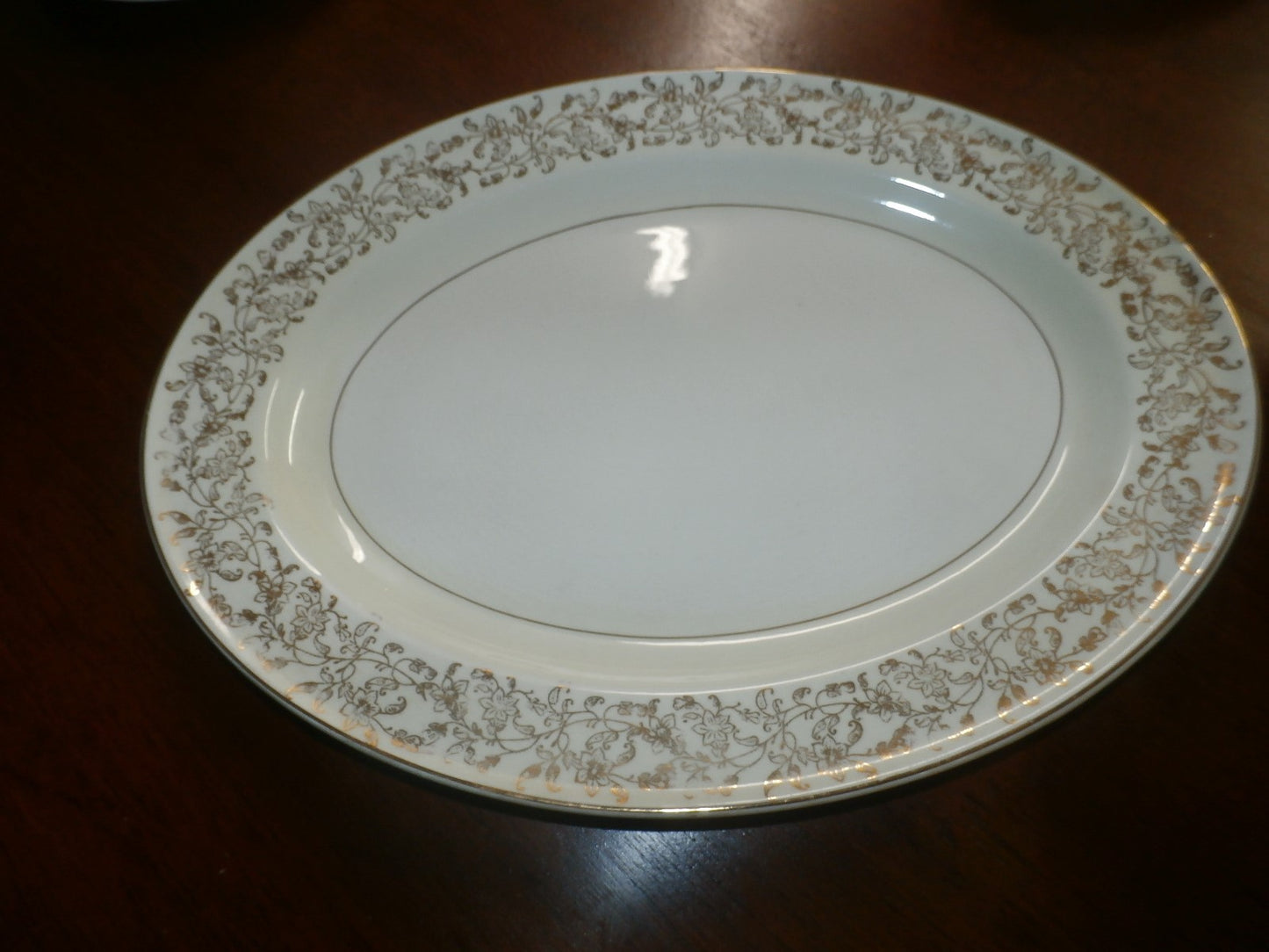 51 Pc. Edwin M Knowles Semi Vitreous Gold Floral China Set Service for 8 plus