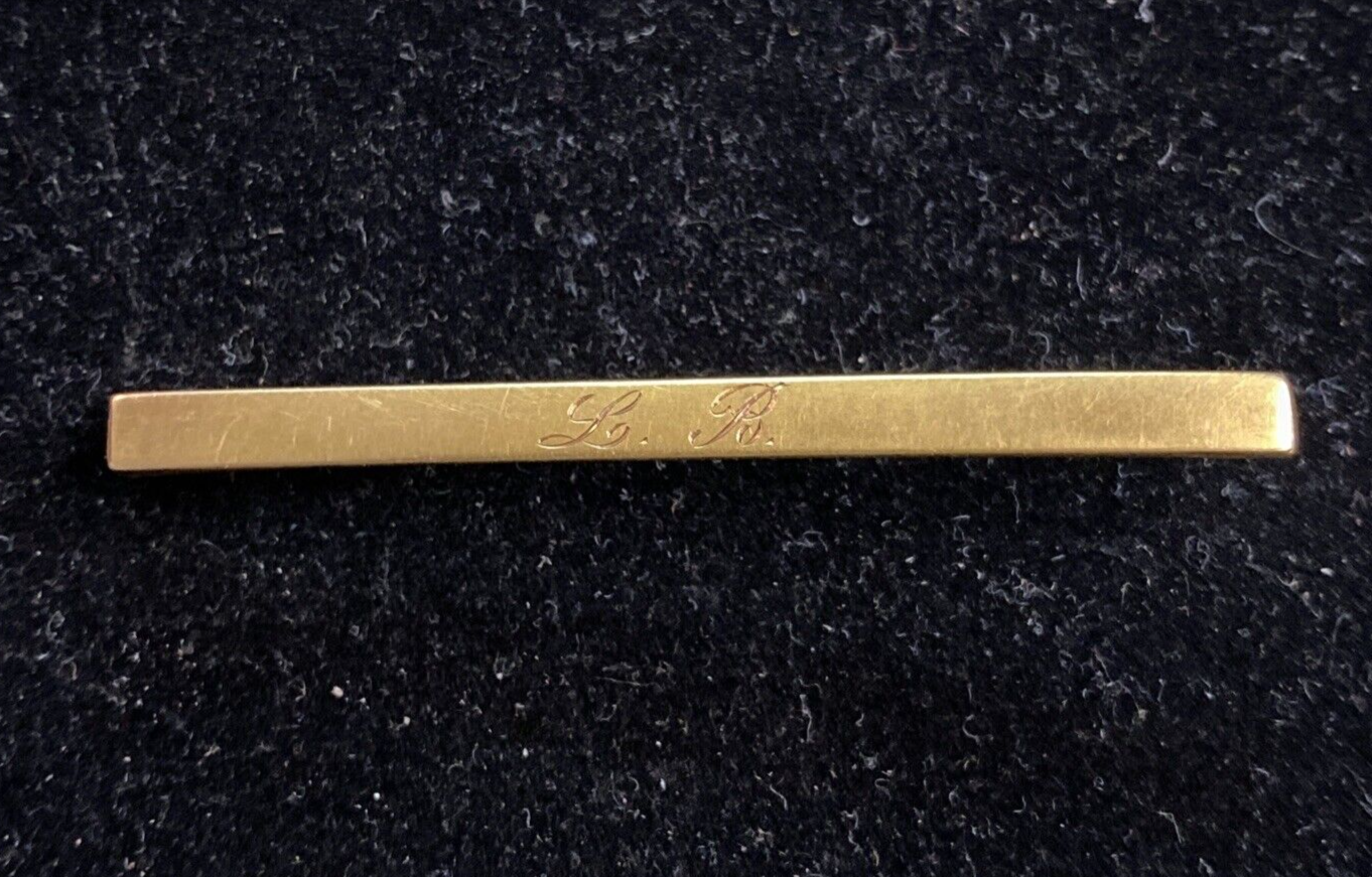 Antique 10K Yellow Gold Beauty Baby Pin 1.8g Engraved Initials "L.B."