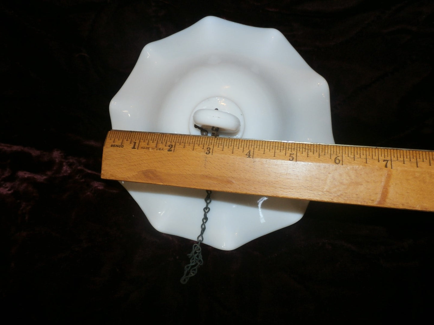 ANTIQUE VINTAGE OIL KEROSENE MILK GLASS RUFFLED SMOKE BELL