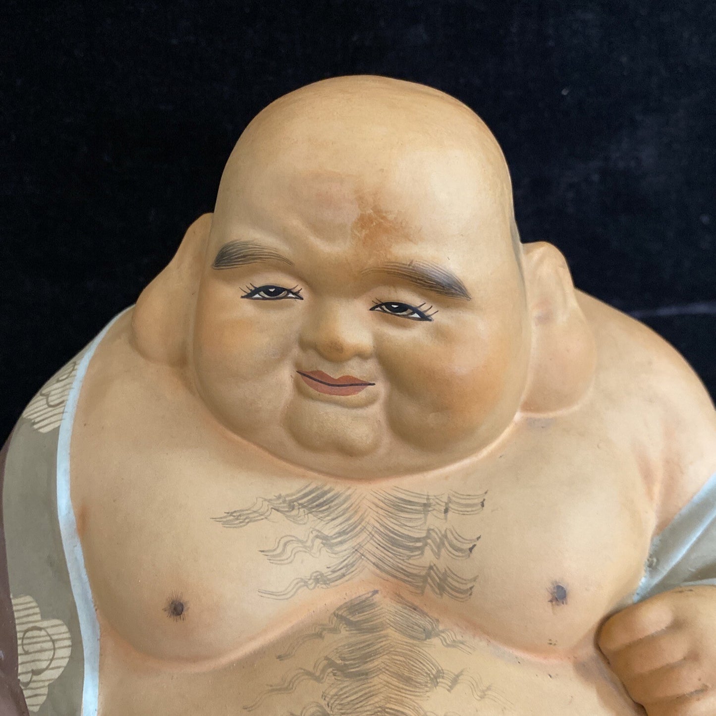 VTG Hakata Mimasu Doll Japan Large 12" Hand Painted Clay Buddha