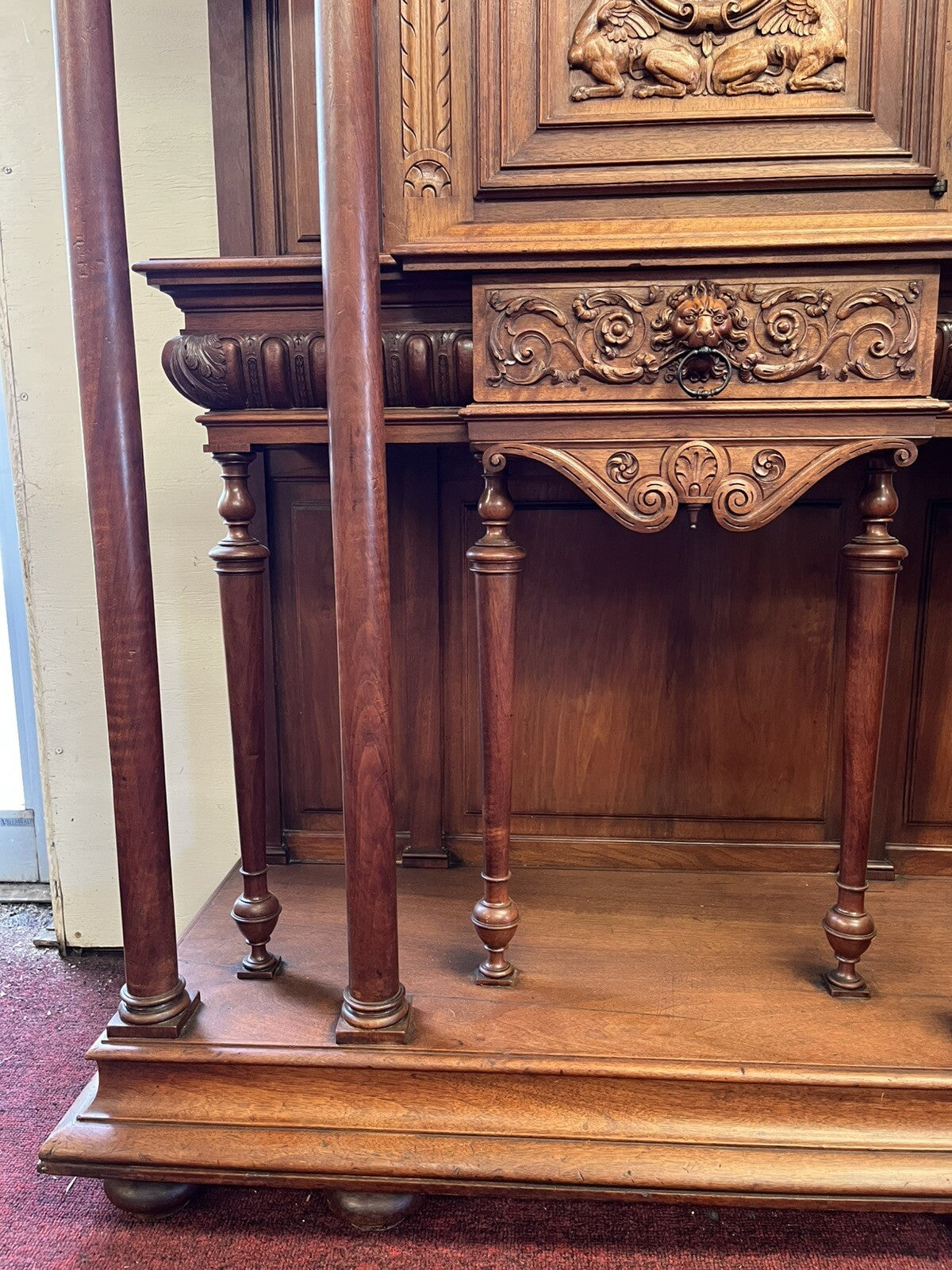 ANTIQUE FRENCH WALNUT WINE OR LIQUOR CABINET 58"H x46"W CREDENCE CHEST