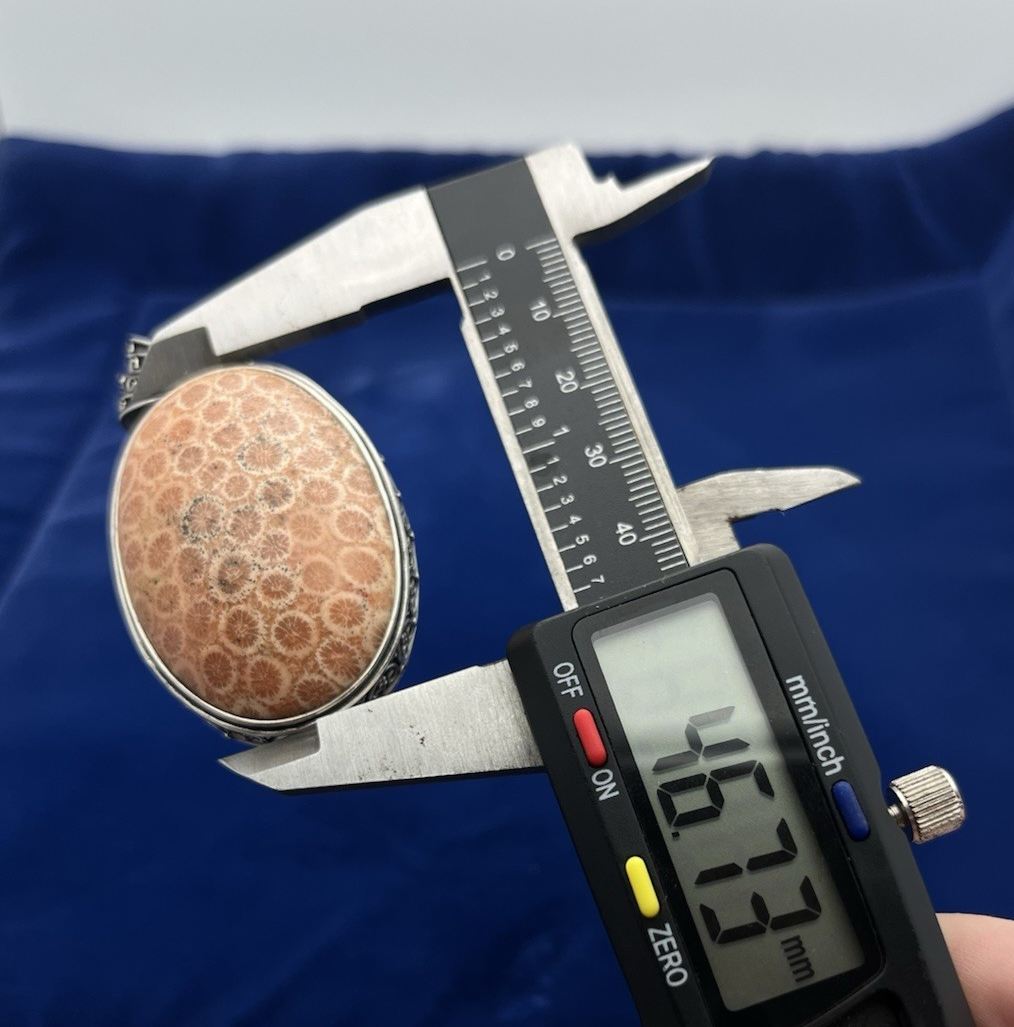 Sterling Silver Fossilized Bali Coral Pendant 30.2g