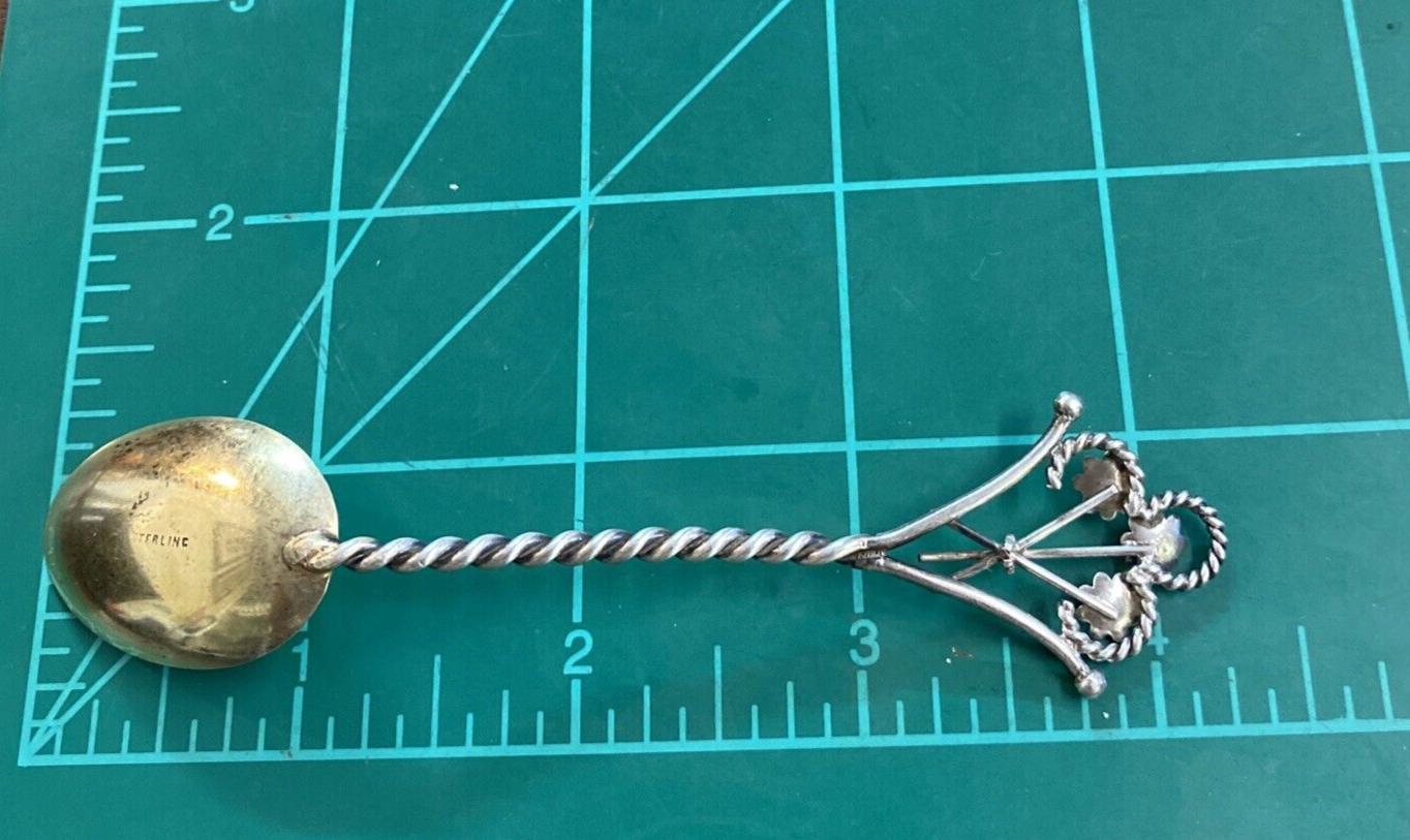 Sterling Silver 4 14" Souvenir Teaspoon 7.87g Gold Wash Bowl