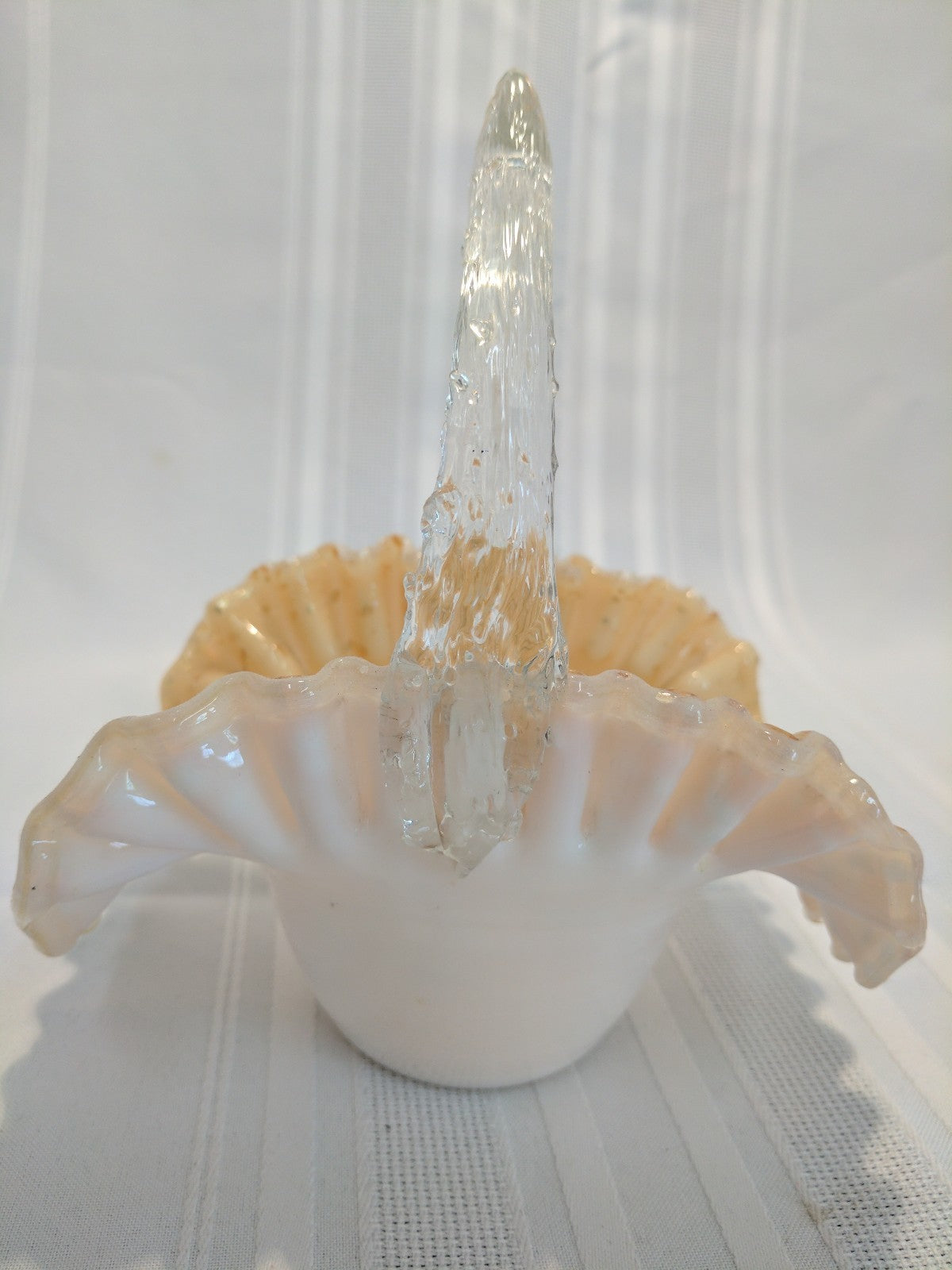 VICTORIAN ENGLISH STURBRIDGE Gold CASED GLASS BASKET W/ THORN HANDLE