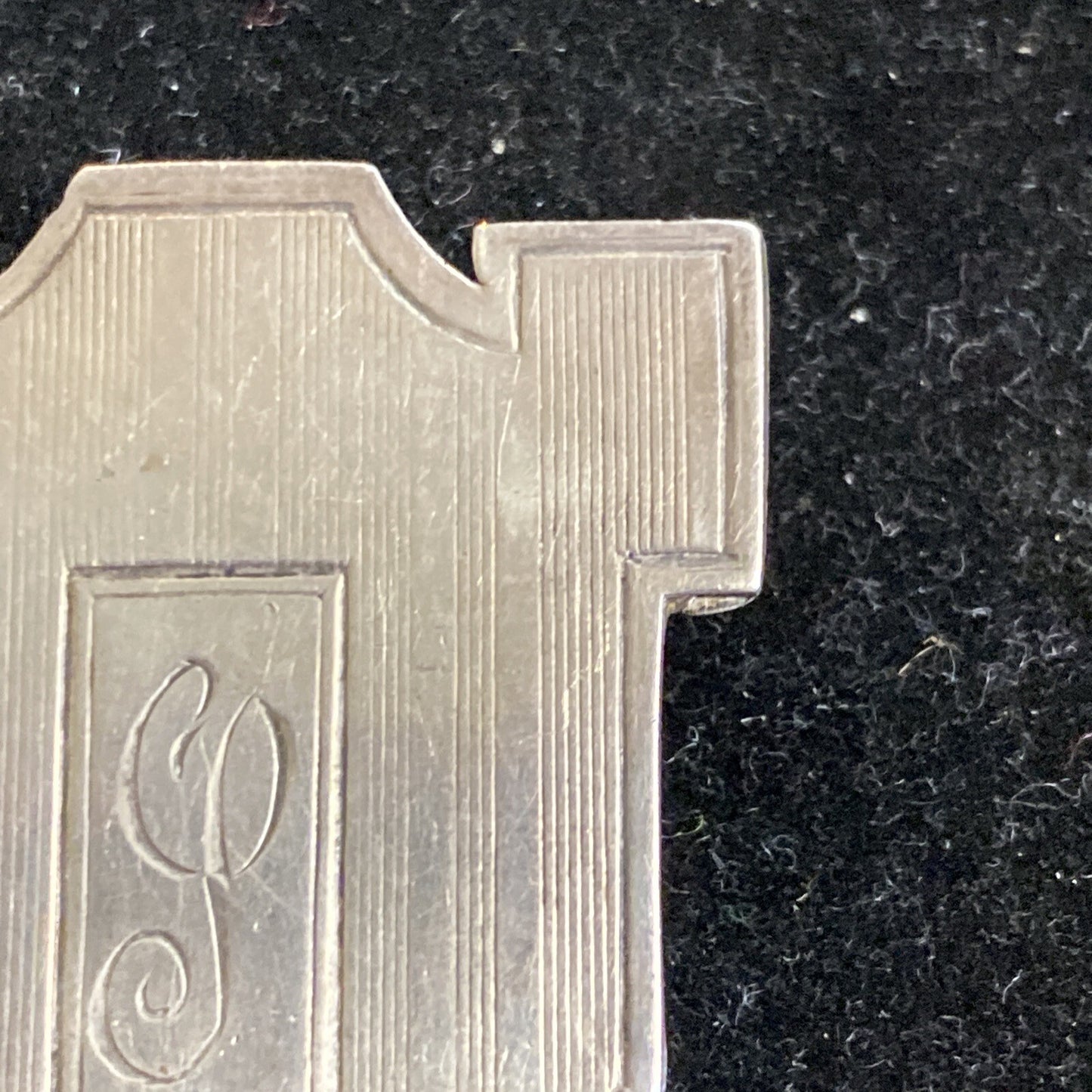 Art Deco 1920's Sterling Silver Shield Pin Monogrammed Pat Pending