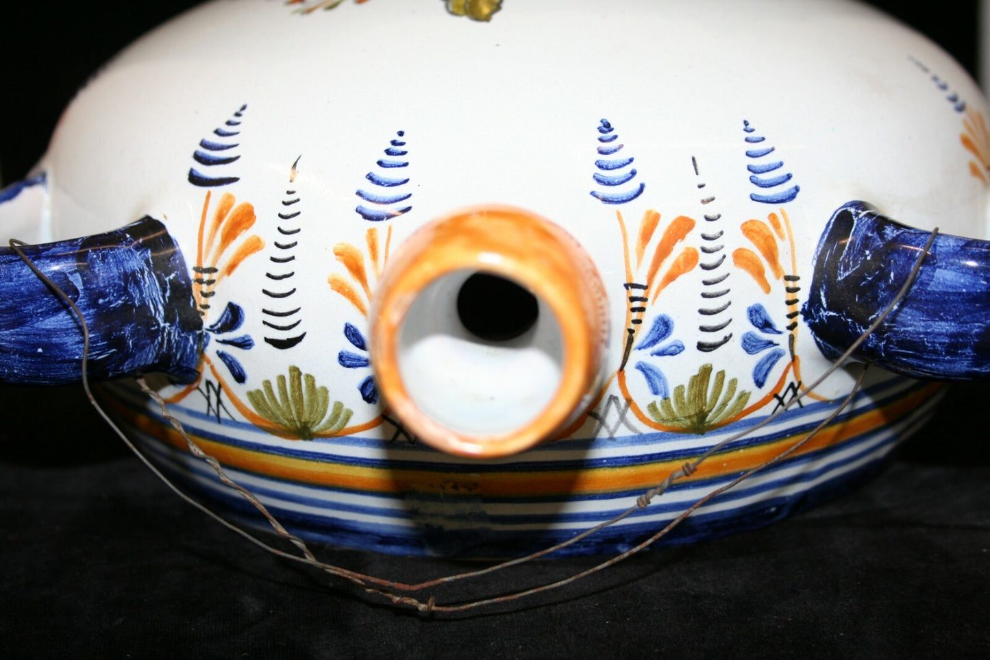 Vtg Spanish Majolica Wine Water Canteen Pilgrim Flask Pitcher Talavera