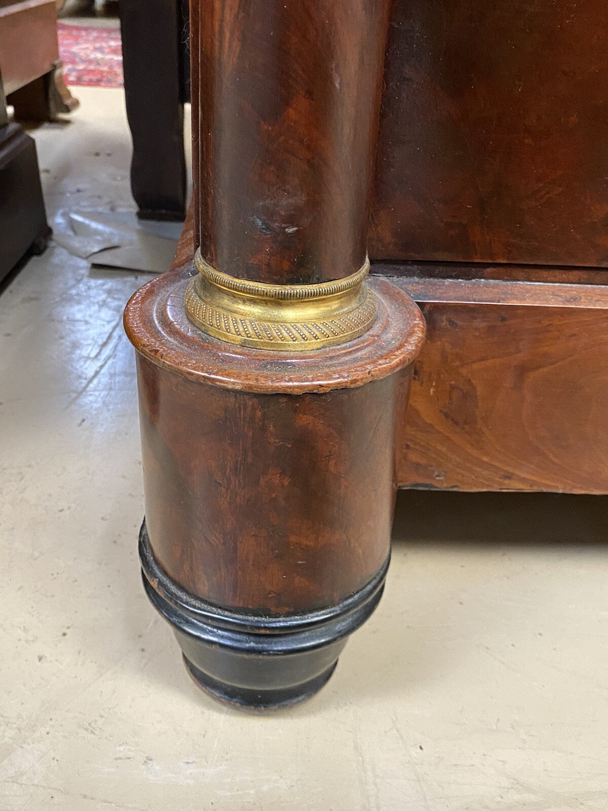 Antique Burled Walnut Mid-19th Century Empire and Marble Top Chest Commode