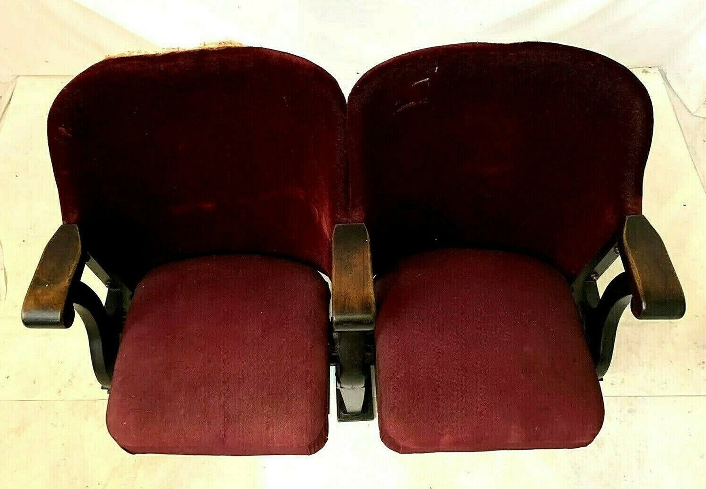 2 Wood Folding Theater Seats, Auditorium Seat, Entryway Bench, Theatre Seats