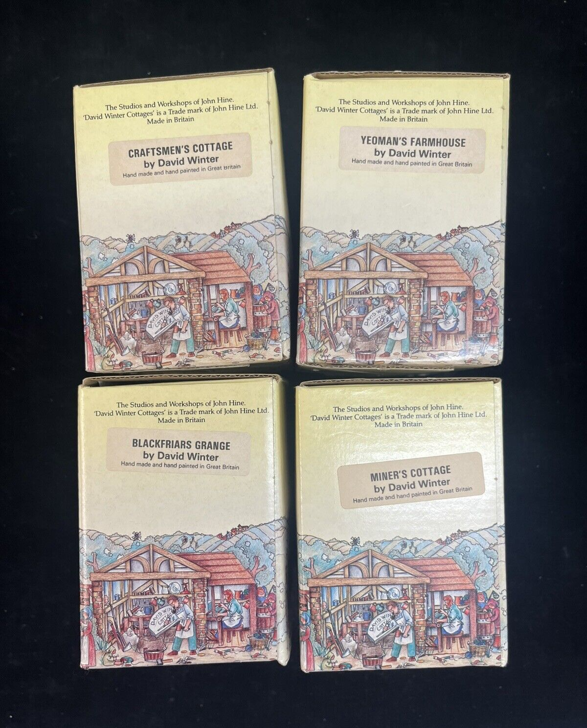 David Winter Cottages Lot Of 4: Yeoman’s Farm, Blackfriars, Craftsman, Miners
