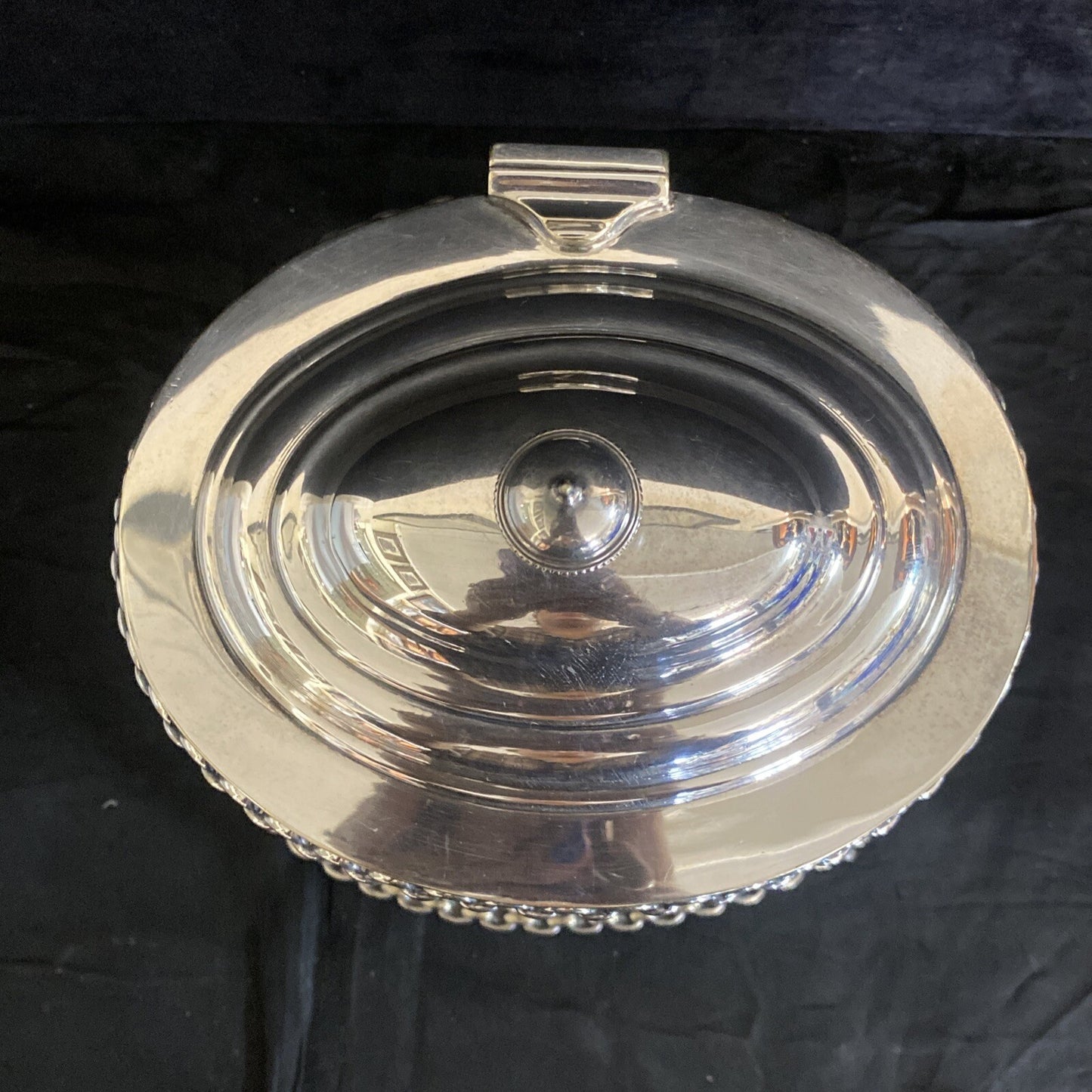 Antique Victorian Footed Silverplate Tea Caddy Biscuit Box