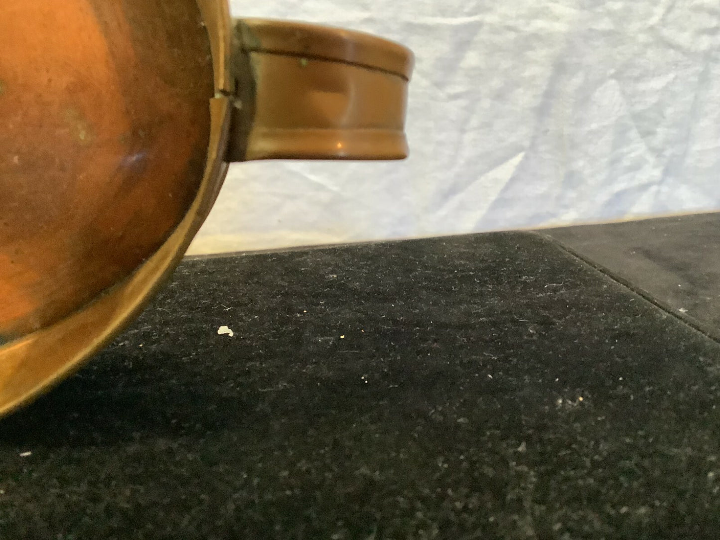 Antique Copper CANDLE HOLDER w Finger Loop Chamber stick 1800's