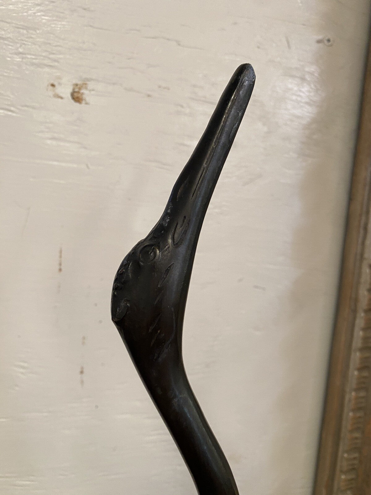 Antique Japanese Meiji Style Bronze Crane Bird Sculpture