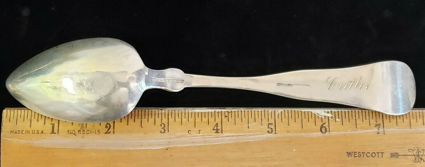 Coin Silver Pear & Bacall of Boston, MA 1850 PR TABLESPOONS "Cutler" Mono 7 5/8"