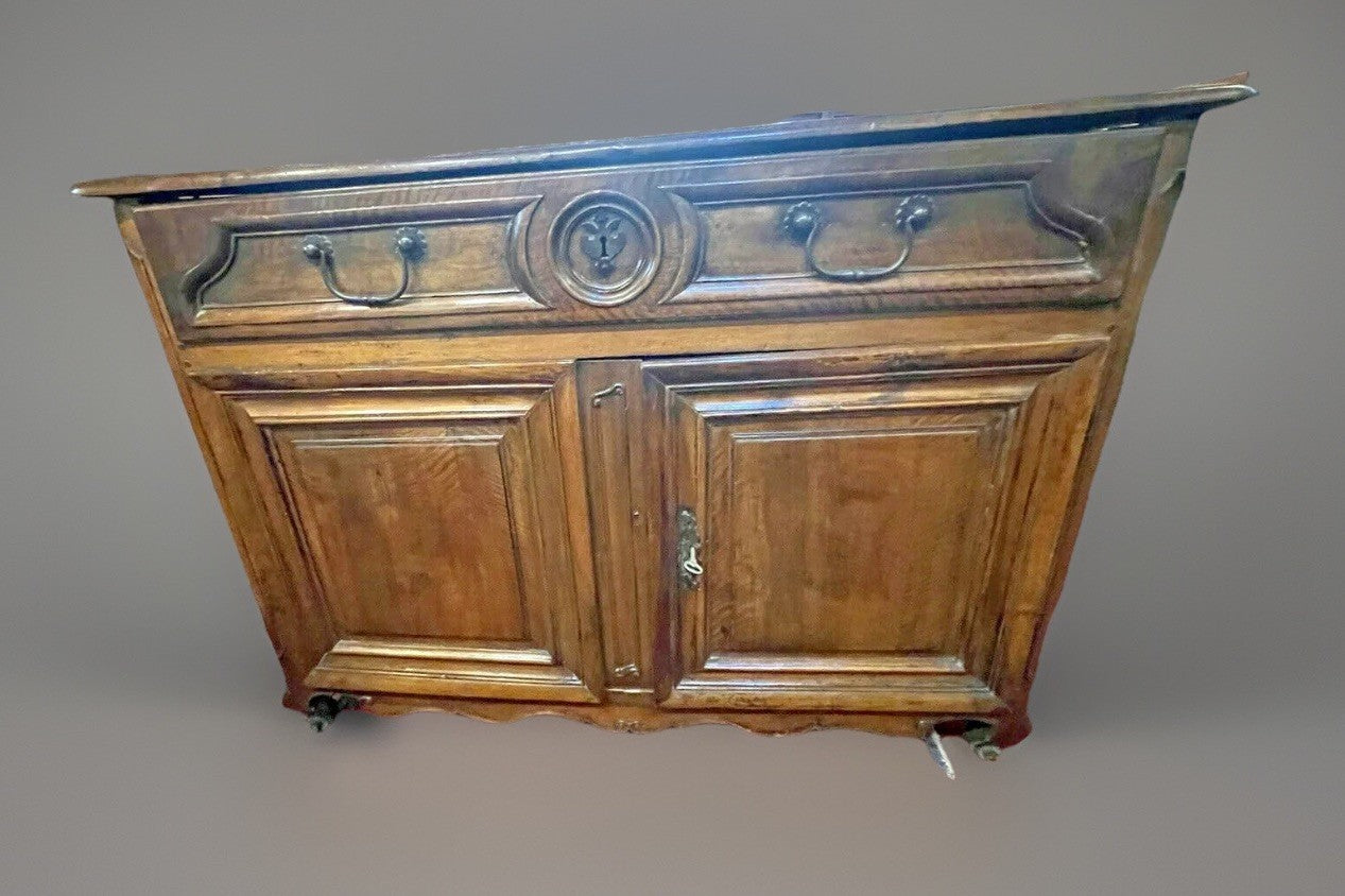 Antique French Oak Provincial Louis XV Chest Buffet Server Commode Sideboard