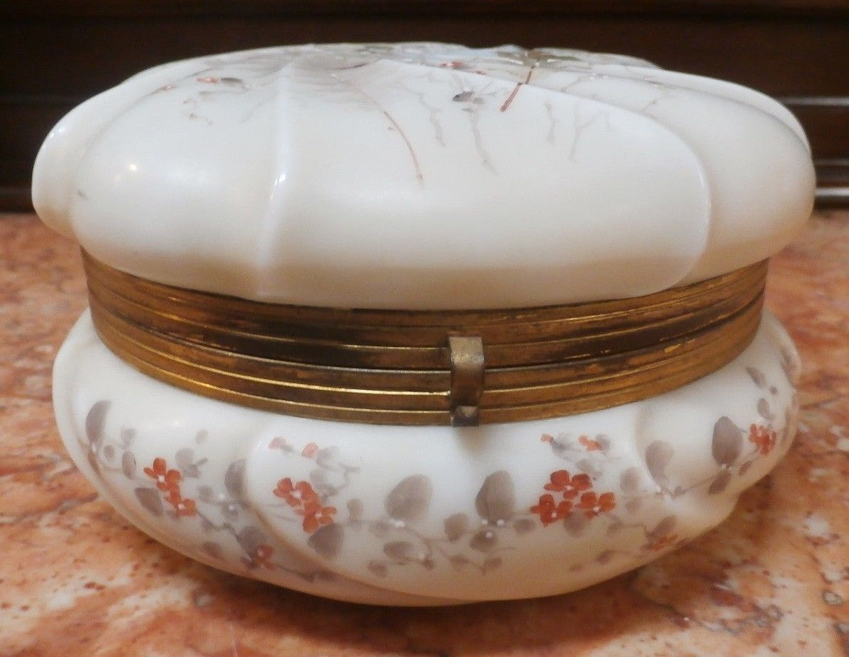 19th c Wave Crest Jewel Casket CF Monroe Conn Helmschmid Swirl 7" Hand Painted