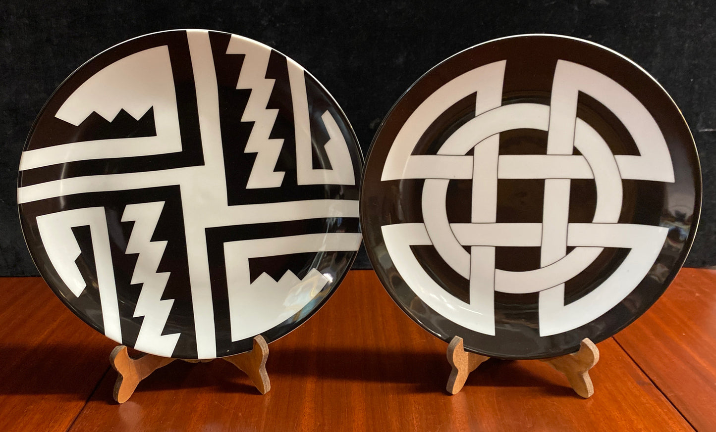 Germany ASA Pair 10" Porcelain Plates Post Modern Abstract 1980s BH173