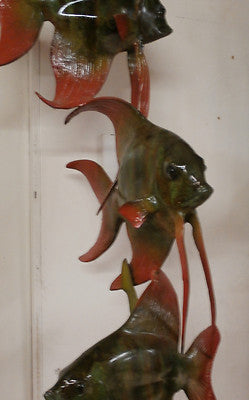 Cast Bronze Patinated Fish Sculpture H 43" on a marble base