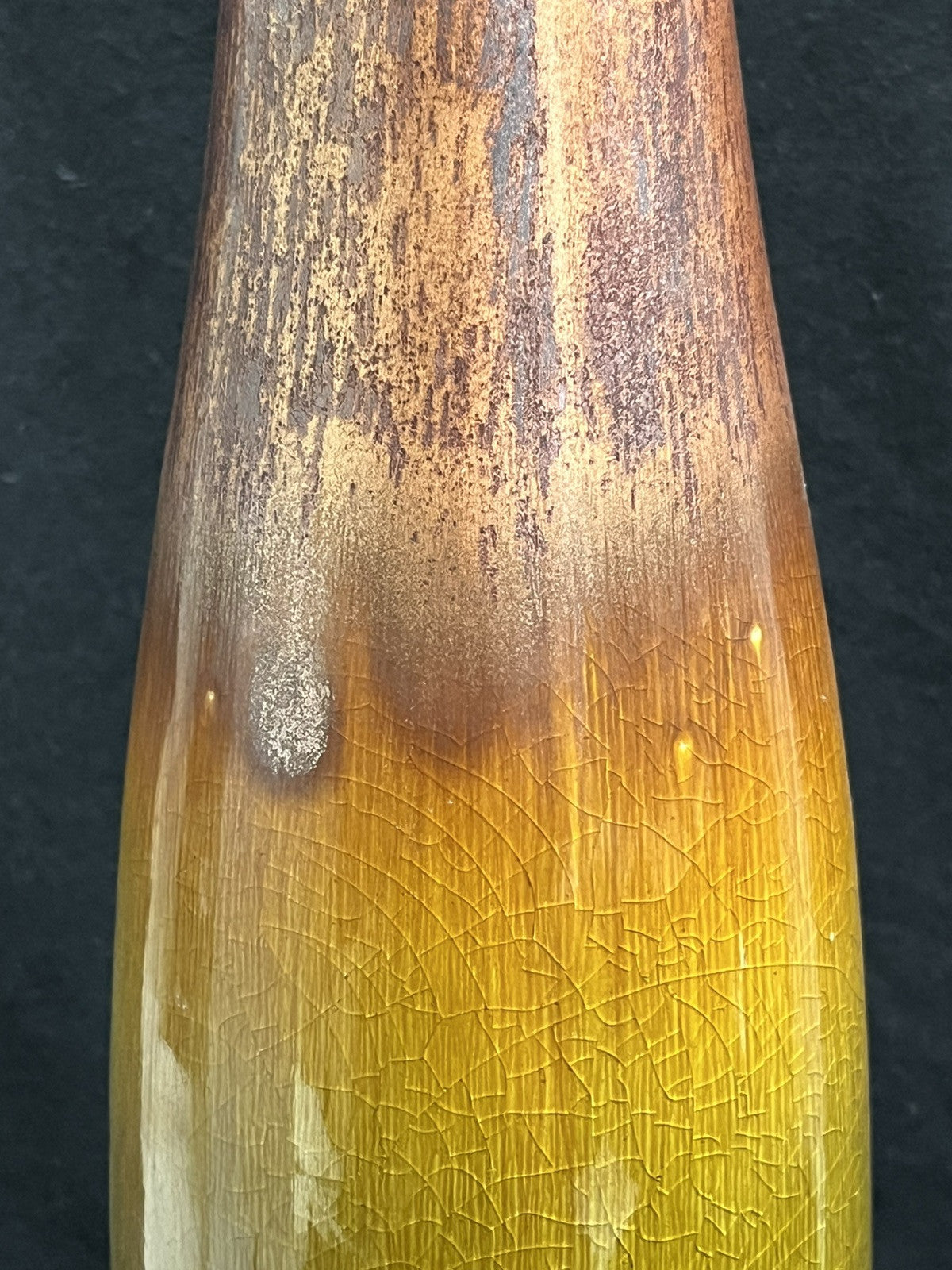 Pottery Green and Brown Drip Glaze Vase 20.5" Tall