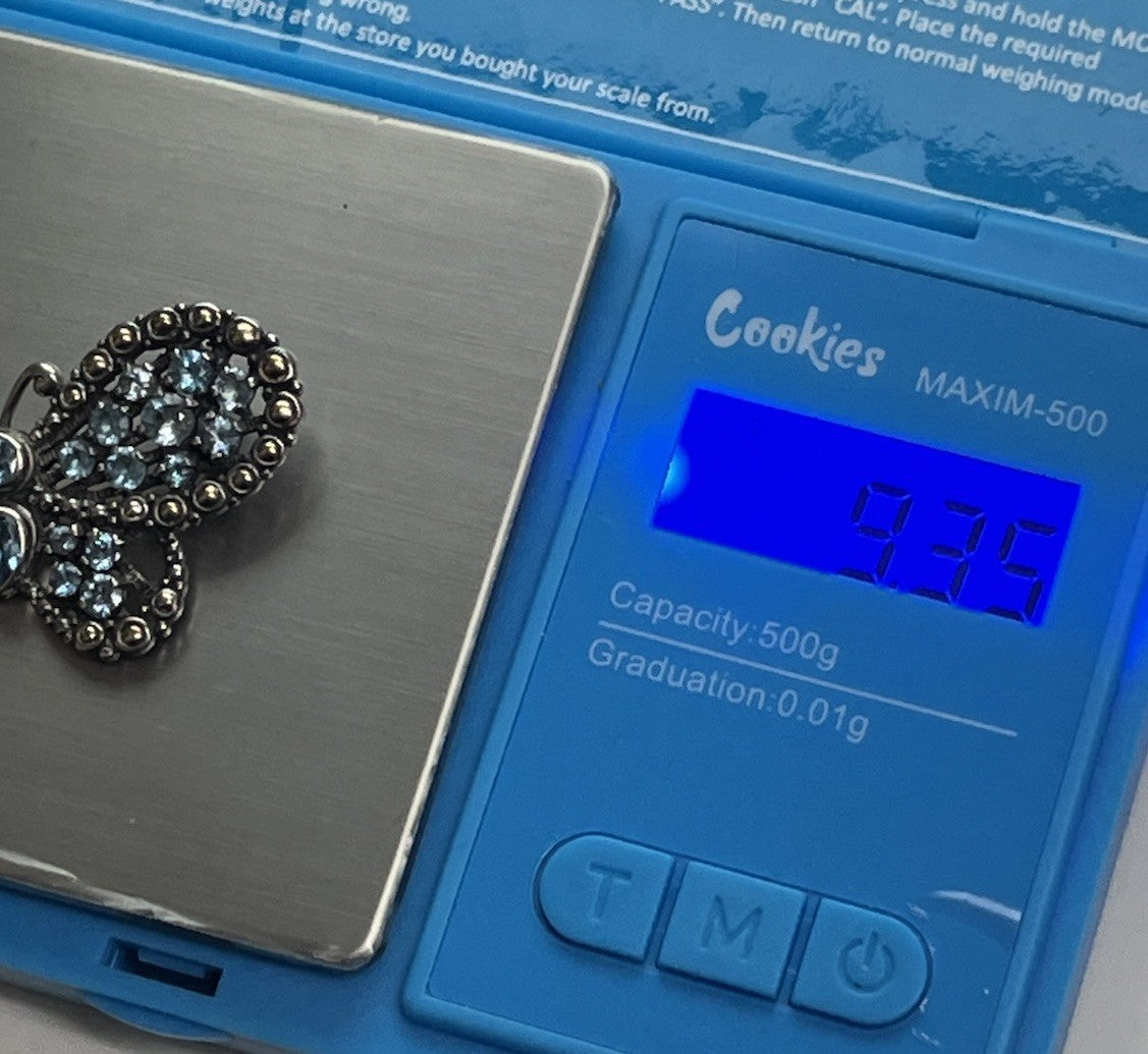 Robert Manse 18K Yellow Gold & Sterling Butterfly Pendant 9.3g Blue Topaz