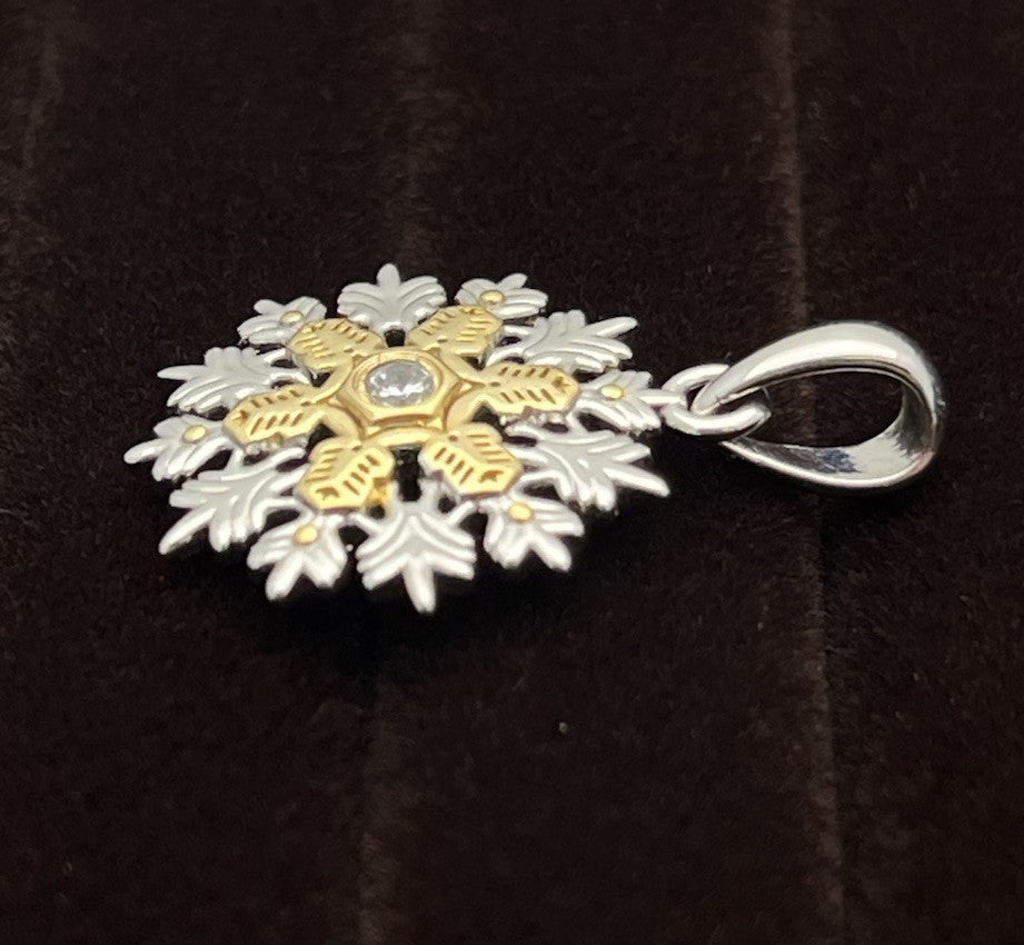 Hallmark Rhodium & Gold Plating Snowflake Pendant