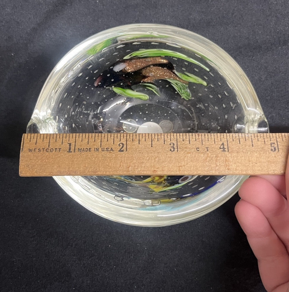 Dino Marten Murano Art Glass Multicolor Gold Dust Figural Fish Ashtray Bowl Dish