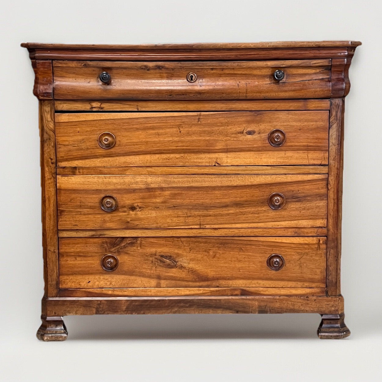 ANTIQUE PERIOD FRENCH LOUIS PHILIPPE WALNUT COMMODE CHEST OF DRAWERS