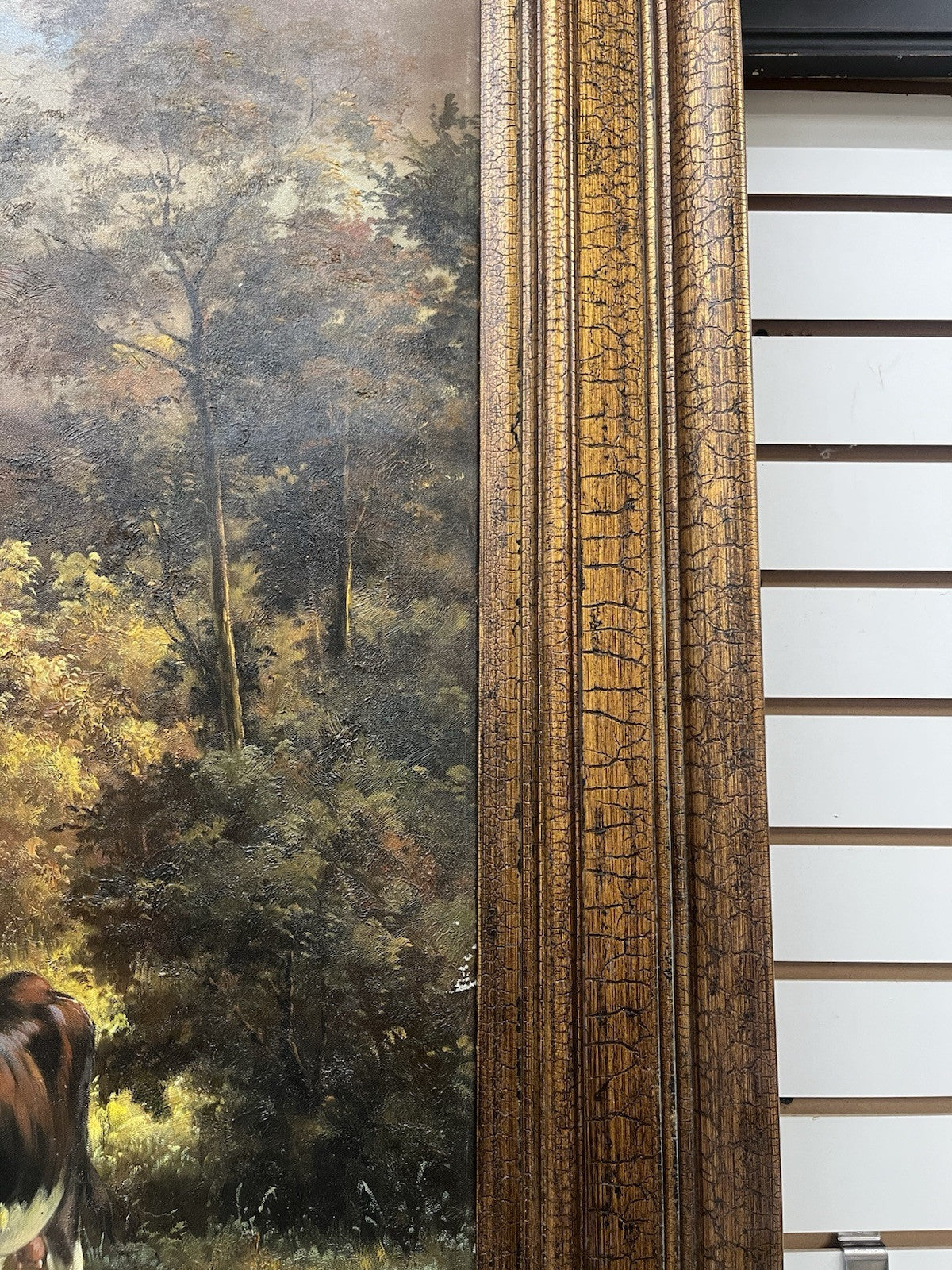 Large Agricultural Pastoral Cows Grazing Oil On Canvas Painting 58" x 70" CL6