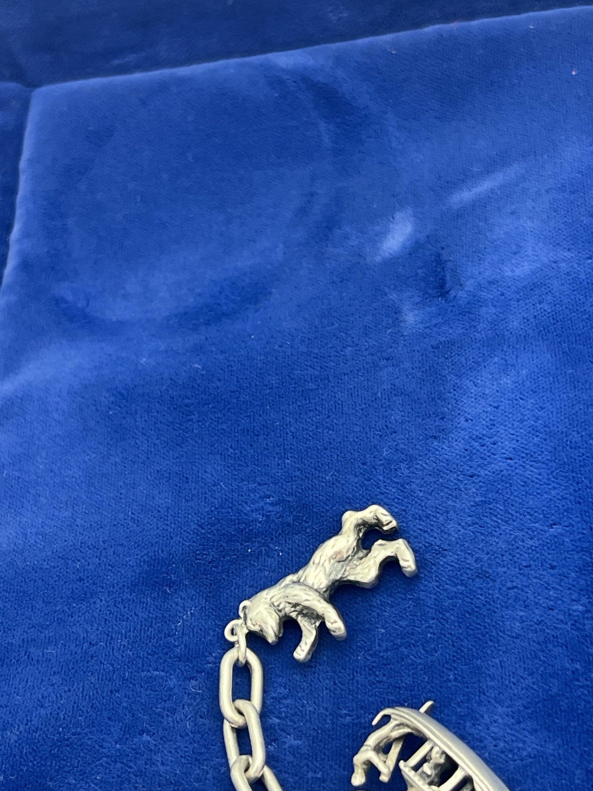 Vintage German 835 Sterling Silver Charm Bracelet  12 Charms 7 3/8 in Length