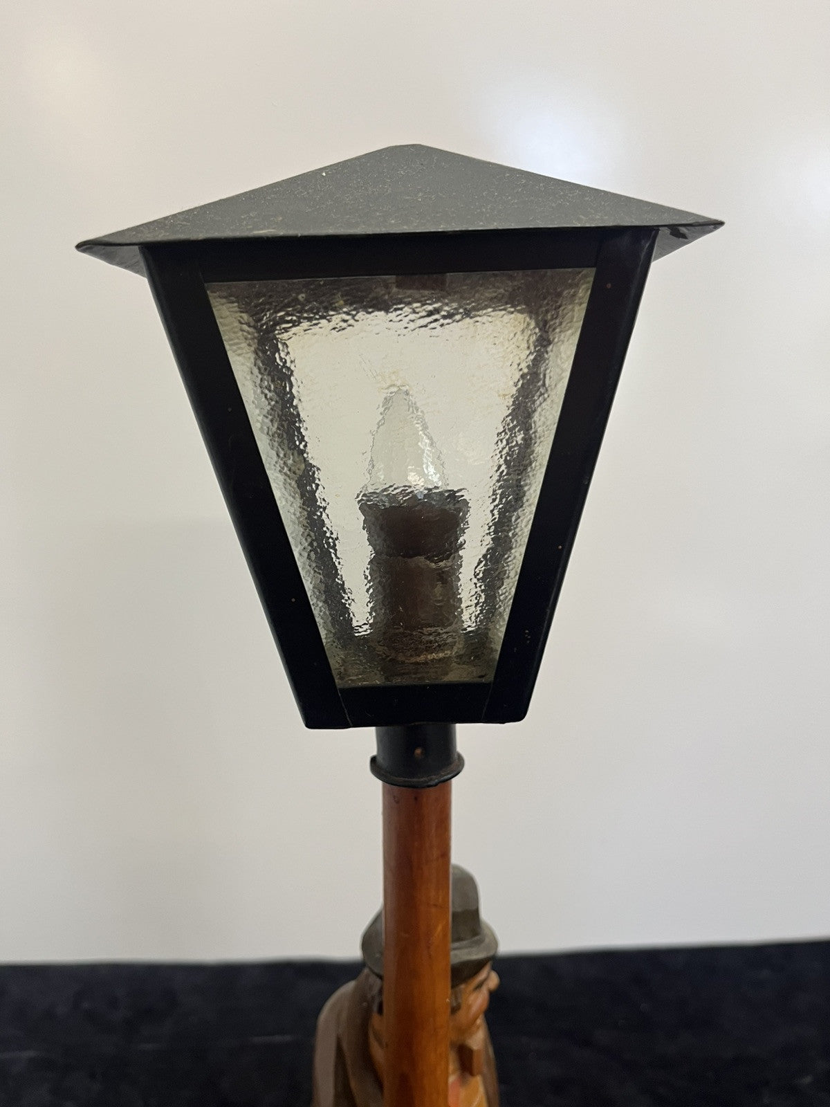 Solid Wood Carved German Table Lamp Karl Griesbaum Hobo Drunk Street