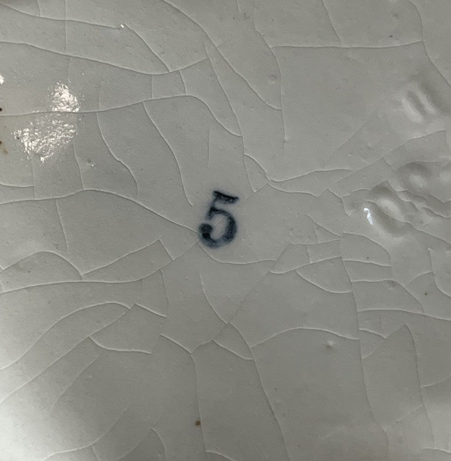 Antique PORCELAIN FLOWER FROG CHERUB  PUTTI FIGURINE w Flower Basket H9.5"