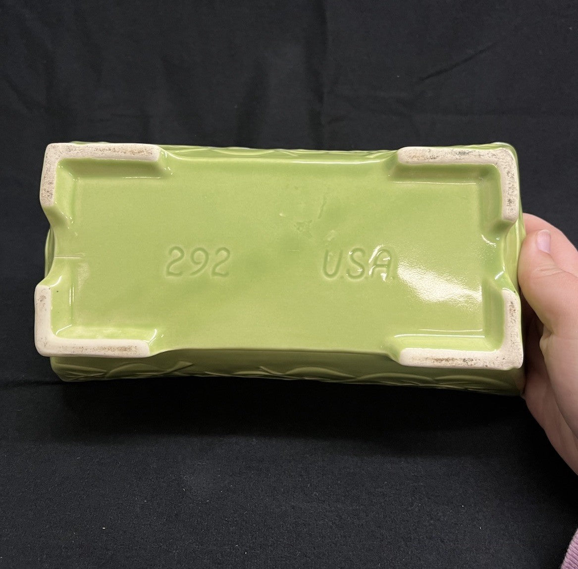 Shawnee Pottery 1950's vintage green leaf planter #292 10.5"