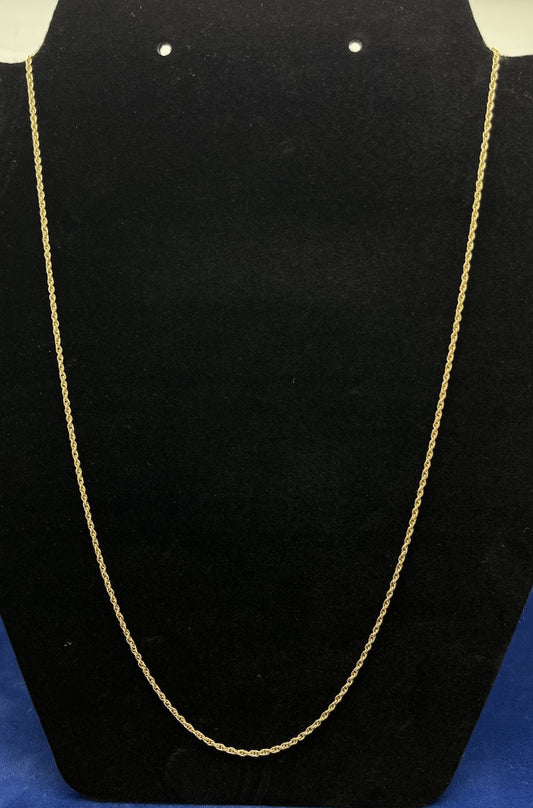 14k yellow gold rope  20 in chain  1 mm   2.75 g signed AD