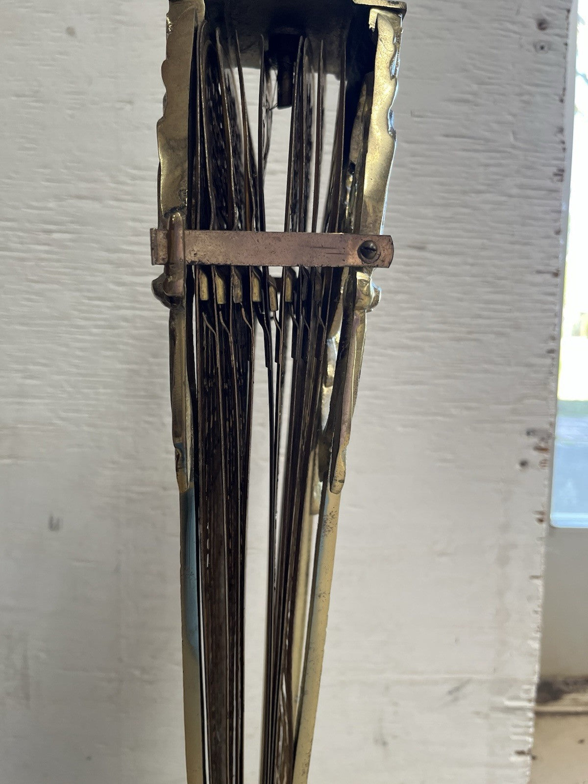 Antique Art Deco Gilt Gold Folding Fan Peacock Fire Screen CL10