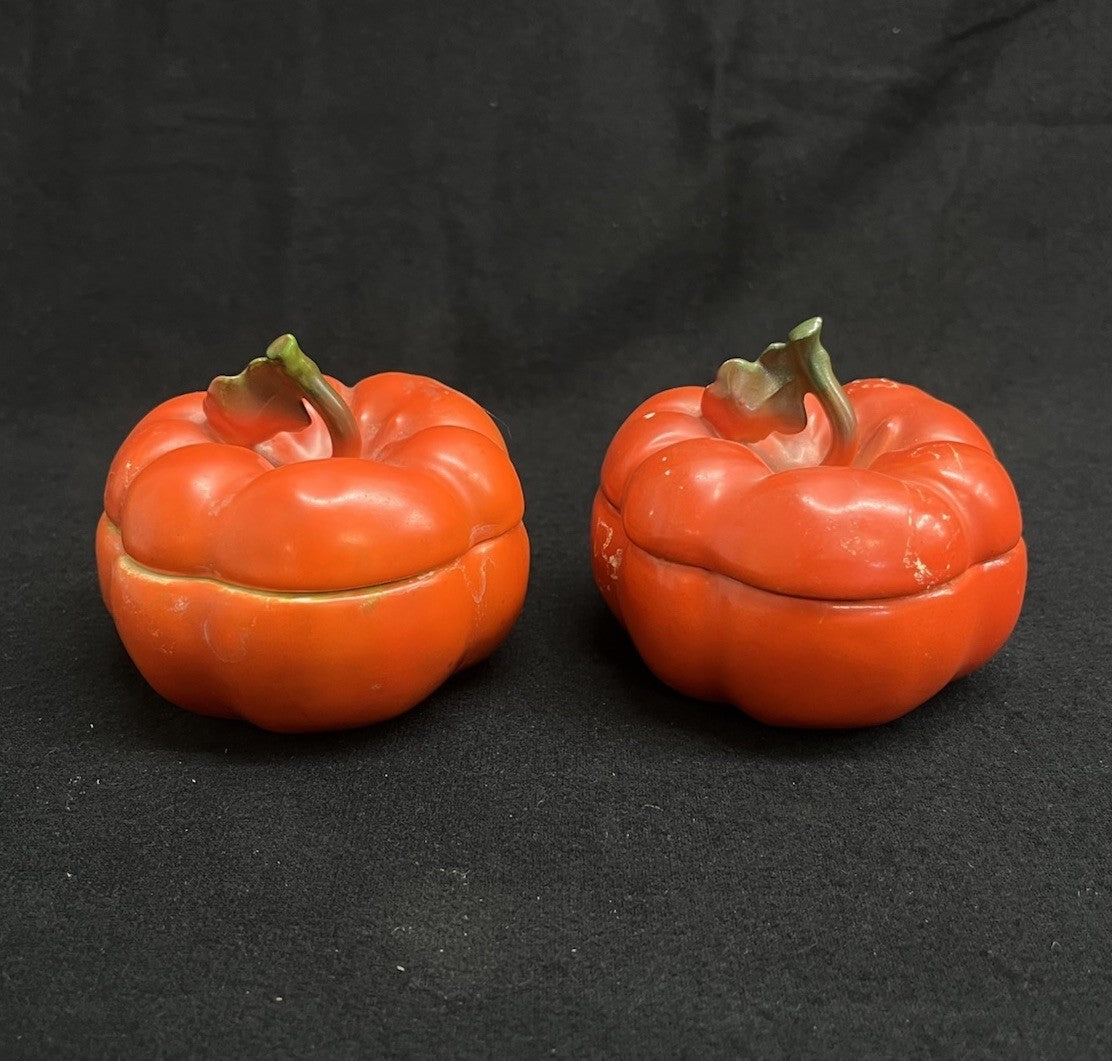 Set of 2 Antique Signed ROYAL BEYREUTH Charming Red Tomato Bowl Box w Lid