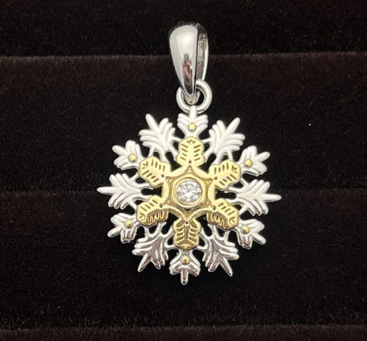 Hallmark Rhodium & Gold Plating Snowflake Pendant