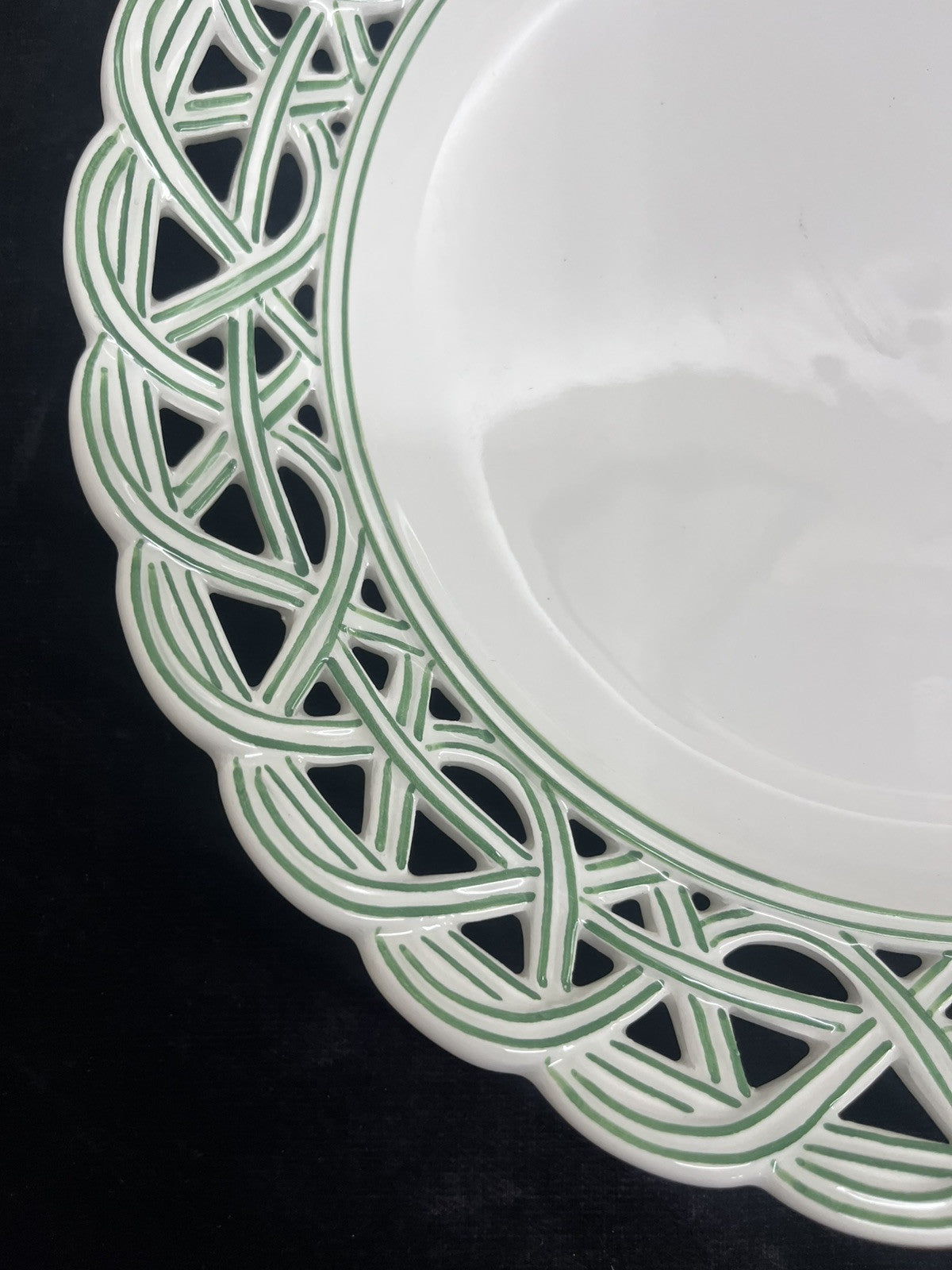 Reticulated Este Ceramiche Tiffany & Co. Green & White Plate BH244