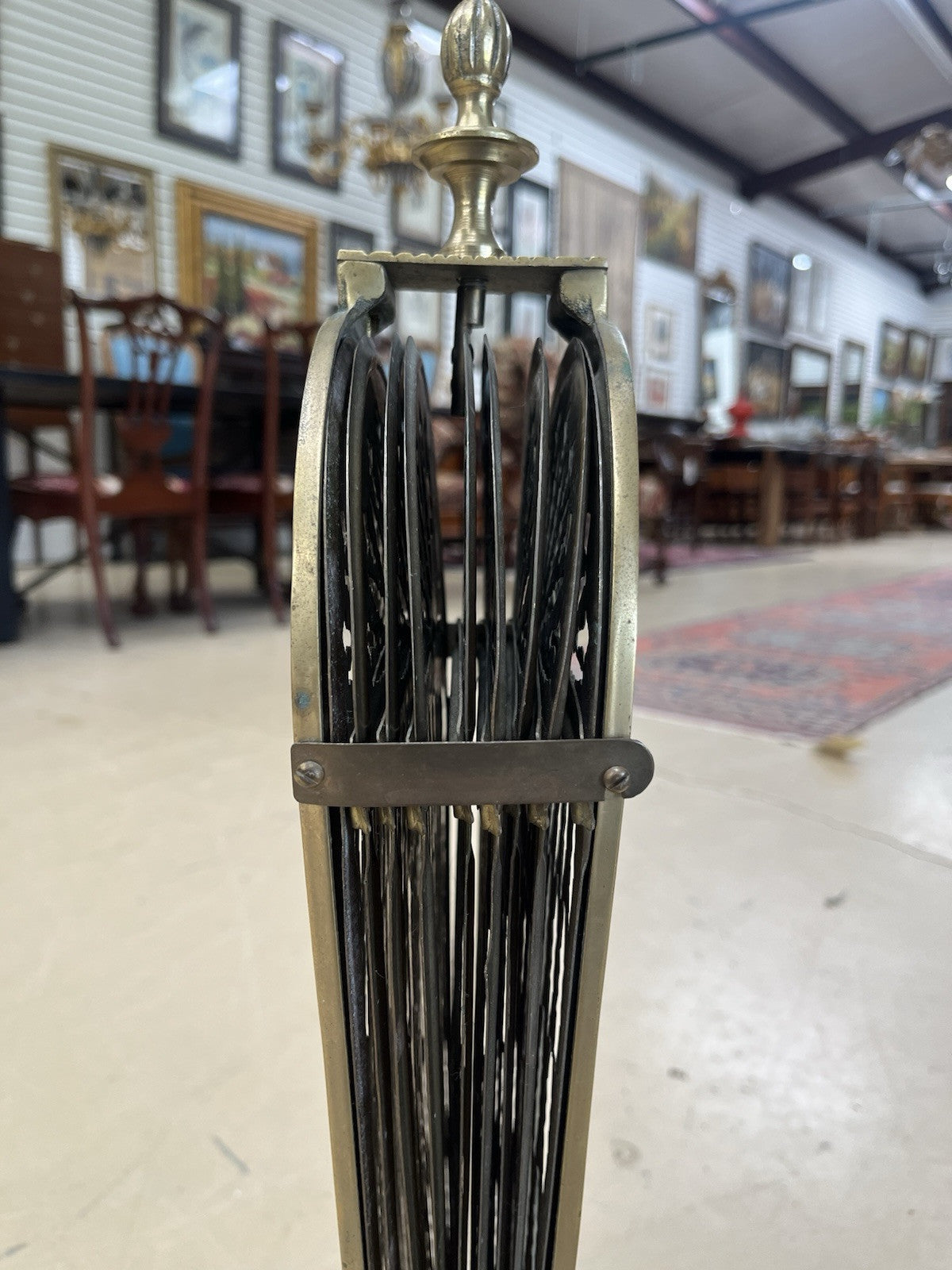 Gilt Brass Folding Peacock Firescreen Fire Screen w/ Bird Motif