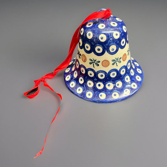 Boleslawiec Polish Pottery Bell Ornament, Nature Pattern