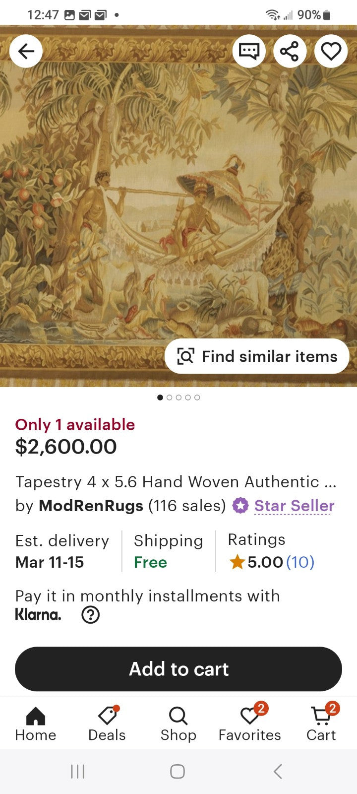 Handtied Tapestry  Wool Wall Hanging "African Royalty"  66" x 48" Ethan Allen