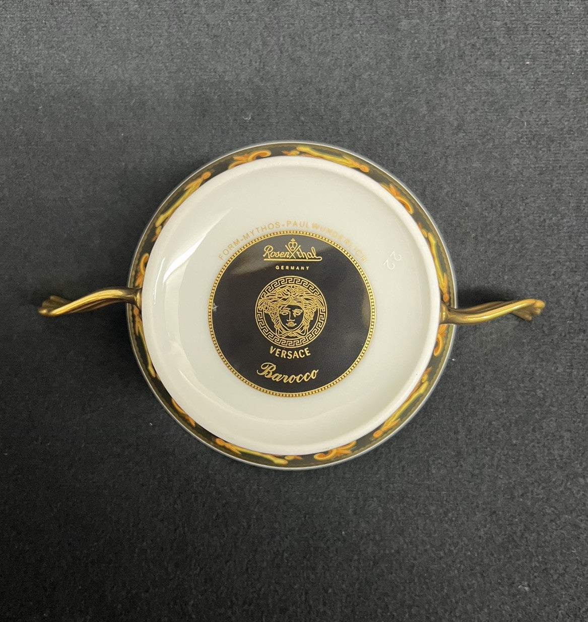 Rosenthal Versace Flat Cream Soup “Barocco” Bowl & Plate Set BH190 C